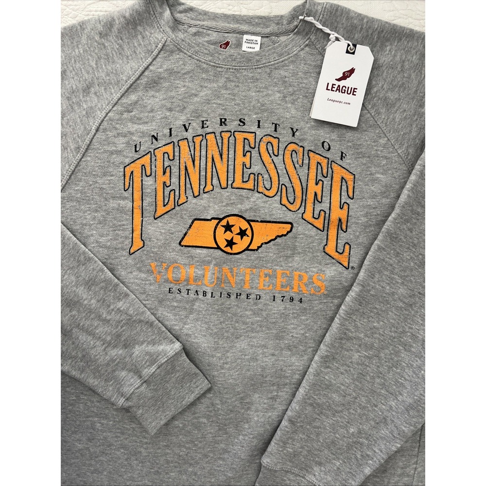 NWT Tennessee Volunteers Sweatshirt Heather Gray LEAGUE 91 Men's Large NEW